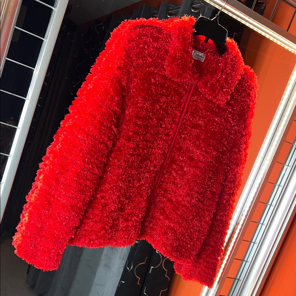 Red Hot Diva Corduccio Ruby Shag Zip Front Superstar Jacket 🍒